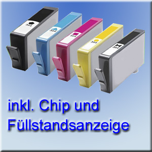 5er Patronen-Set für <b>HP</b> Drucker mit <b>Chip</b>